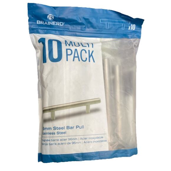 Brainerd 10 Multipack 96mm Stainless Steel Bar Pull P01012W-SS-SP Silver {80} - Picture 1 of 10